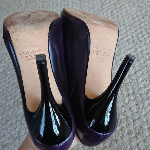 Max Studio Zanzibar heeled low top booties in eggplant Purple size 6M - Picture 13 of 15